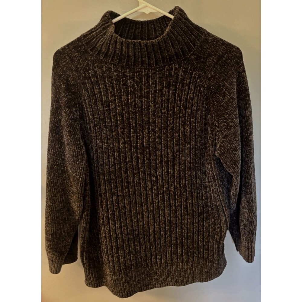 Nwot Terra & Sky Black Mock Turtleneck Chenille Sweater Size 0X - Picture 1 of 6